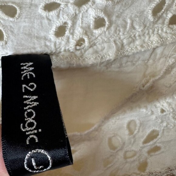 Me2Magic 100% Cotton Floral Eyelet Lace Embroidered Boho Hippie Maxi Dress Large - Picture 15 of 16